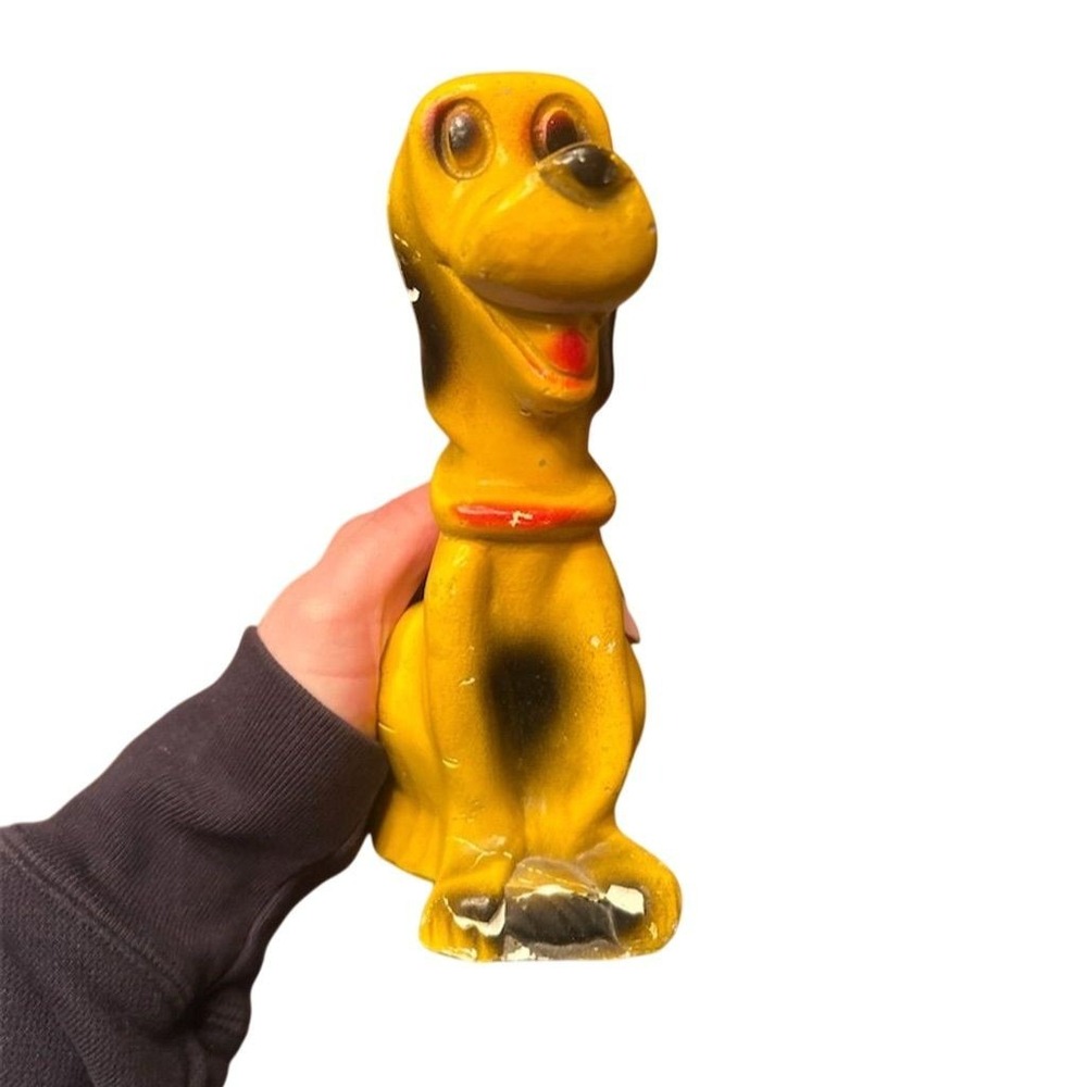 Vintage Disney Pluto Dog Chalkware Figurine Mid-20th Century Yellow Collectible